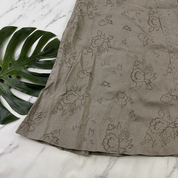 Ailleurs Womens Wrap Skirt Size 10 Taupe Gray Embroidered Floral A-Line - Picture 4 of 10